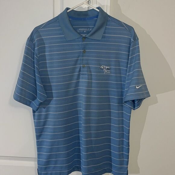 Torrey Pines La Jolla Golf Course Polo Shirt S Nike Dri Fit Carolina Blue Stripe - Picture 1 of 4